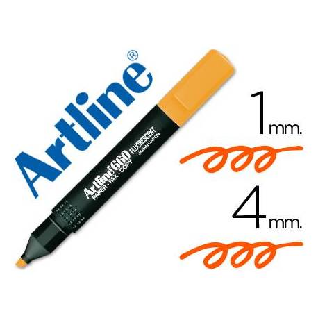 Rotulador Artline fluorescente EK-660 punta biselada color naranja