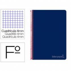 Cuaderno espiral Liderpapel Witty Tamaño folio 80 hojas tapa dura Cuadrícula 4mm 75g/m2 Con margen color Azul Marino