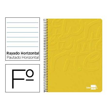Cuaderno Espiral Liderpapel Write Tamaño Folio 80 hojas Rayado Horizontal Color Amarillo