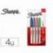 ROTULADOR MARCA SHARPIE PERMANENTE FINO BLISTER 4 UNIDADES COLORES ESTANDAR SURTIDOS