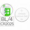 PILA MARCA Q-CONNECT TIPO BOTON LITIO CR2025 3V BLISTER DE 4 UNIDADES