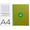 Cuaderno espiral liderpapel a4 micro antartik tapa forrada 80h 90 gr cuadro 5mm 1 banda 4 taladros color verde