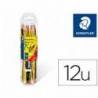 LAPICES DE GRAFITO STAEDTLER NORIS N.2 HB 12 UDS + AFILALAPIZ Y GOMA