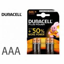 Pila Duracell alcalina plus AAA blister con 4 unidades