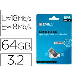 MEMORIA MARCA EMTEC USB 3.2 DUAL MOBILE & GO TYPE-C /USB 64 GB