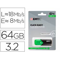 MEMORIA EMTEC USB 3.2 CLICK EASY 64 GB COLOR VERDE
