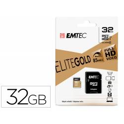 MEMORIA SD MICRO MARCA EMTEC CLASS 10 GOLD CON ADAPTADOR 32 GB