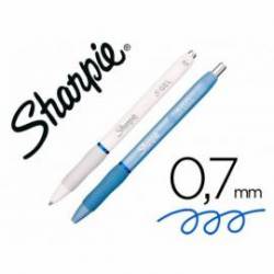 Boligrafo sharpie fashion retractil tinta gel azul 0,7 mm azul hielo y blanco