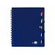 Cuaderno espiral liderpapel a4 micro executive tapa plastico 100h 80 gr cuadro 5mm 5 separadores con gomilla color azul