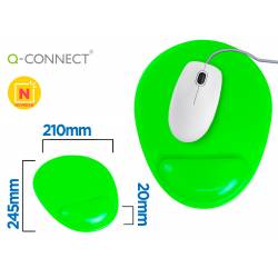 Alfombrilla para raton q-connect reposamuñecas de gel pvc verde 210x245x20 mm