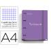 CARPETA CON RECAMBIO MARCA MIQUELRIUS EMOTIONS DIN A4 CUADRO 5 MM 4 ANILLAS 35 MM COLOR PURPURA