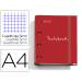 CARPETA CON RECAMBIO MARCA MIQUELRIUS EMOTIONS DIN A4 CUADRO 5 MM 4 ANILLAS 35 MM COLOR ROJO