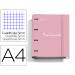 CARPETA CON RECAMBIO MARCA MIQUELRIUS EMOTIONS DIN A4 CUADRO 5 MM 4 ANILLAS 35 MM COLOR ROSA