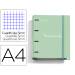 CARPETA CON RECAMBIO MARCA MIQUELRIUS EMOTIONS DIN A4 CUADRO 5 MM 4 ANILLAS 35 MM COLOR VERDE MENTA
