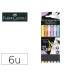 ROTULADOR MARCA FABER CASTELL EDICION BLACK PUNTA DE PINCEL PASTEL CAJA DE 6 UNIDADES COLORES SURTIDOS