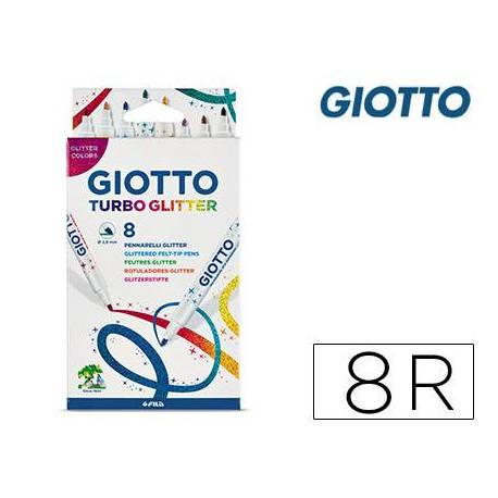 Rotulador Giotto Turbo Glietter Tinta con Purpurina Caja 8 colores