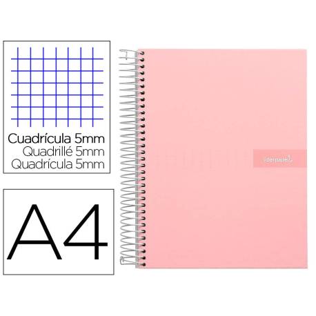 Bloc Liderpapel Din A4 micro crafty cuadrícula 5mm 5 bandas 4 taladros tapa forrada 90 gr 120 hojas rosa