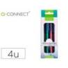 ROTULADOR MARCA Q-CONNECT FLUORESCENTE PUNTA BISELADA FABRICADO EN PET RECICLADO BOLSA DE 4 UNIDADES COLORES