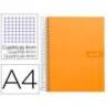 Cuaderno espiral Liderpapel Crafty Tamaño DIN A4 Tapa forrada Cuadricula 4 mm 90 g/m2 en color Naranja Con margen