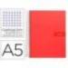 CUADERNO ESPIRAL LIDERPAPEL A5 MICRO CRAFTY TAPA FORRADA 120H 90 GR CUADRO 5MM 5 BANDAS6 TALADROS ROJO