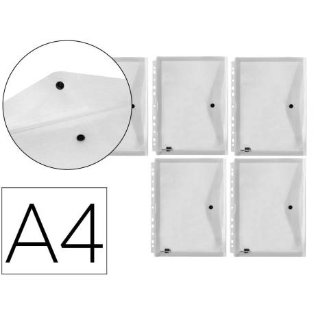 Carpeta liderpapel dossier broche 36664 polipropileno din a4 pack de 5 unidades incolora transparente multitaladro