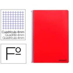 Cuaderno espiral marca Liderpapel folio smart Tapa blanda 80h 60gr cuadro 4mm con margen Color rojo