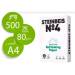 PAPEL FOTOCOPIADORA MARCA STEINBEIS N.4 100% RECICLADO DIN A4 80 GRAMOS PAQUETE DE 500 HOJAS