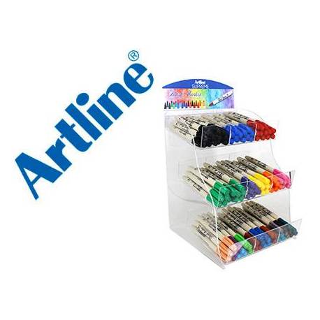 ROTULADOR MARCA ARTLINE SUPREME BRUSH BASE DE AGUA PUNTA TIPO PINCEL TRAZO VARIABLE EXPOSITOR DE 108 UNIDADES