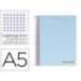 CUADERNO ESPIRAL LIDERPAPEL A5 MICRO WONDER TAPA PLASTICO 120H 90G CUADRO 5MM 5 BANDAS 6 TALADROS CELESTE