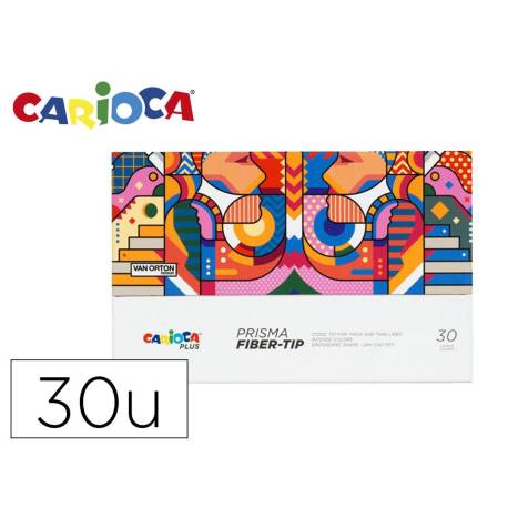 ROTULADOR MARCA CARIOCA PLUS PRISMA FIBER-TIP DE PUNTA DE FIBRA CAJA PREMIUM DE 30 UNIDADES COLORES SURTIDOS