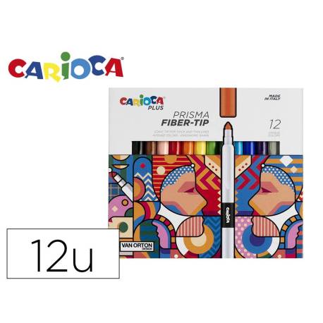 ROTULADOR MARCA CARIOCA PLUS PRISMA FIBER-TIP DE PUNTA DE FIBRA CAJA DE 12 UNIDADES COLORES SURTIDOS