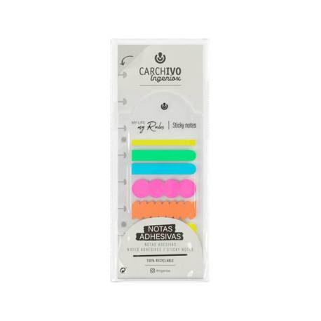 BLOC DE NOTAS ADHESIVAS MARCA CARCHIVO INGENIOX IRREGULAR COLORES NEON