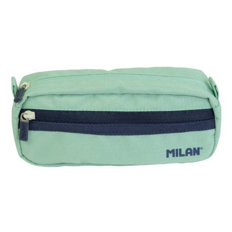 BOLSO ESCOLAR PORTATODO MARCA MILAN SERIE 1918 2 CREMALLERAS COLOR VERDE 210X85X61 MM