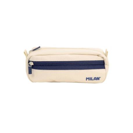 BOLSO ESCOLAR PORTATODO MARCA MILAN SERIE 1918 2 CREMALLERAS COLOR BEIGE 210X85X61 MM