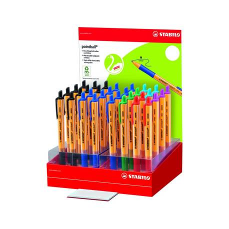 BOLIGRAFO MARCA STABILO POINTBALL RETRACTIL TINTA ACEITE TRAZO 0,5 MM EXPOSITOR DE 32 UNIDADES COLORES SURTIDOS