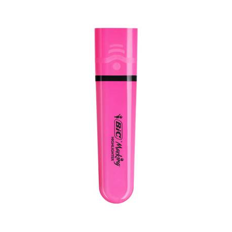 ROTULADOR BIC FLAT FLUORESCENTE COLOR ROSA NEON CAJA DE 12 UNIDADES