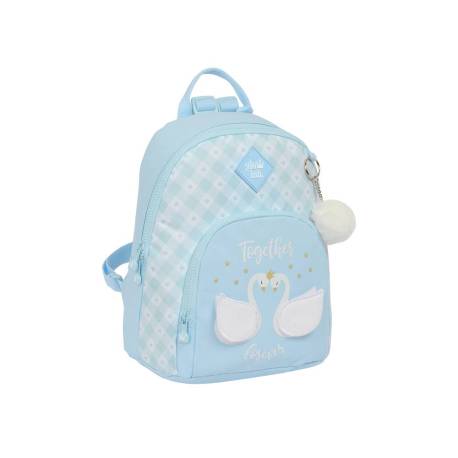 MOCHILA GUARDERIA SAFTA GLOWLAB CISNES 130X250X300 MM POLIESTER