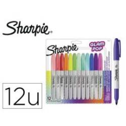 ROTULADOR MARCA SHARPIE PERMANENTE FINO GLAM POP BLISTER DE 12 UNIDADES COLORES SURTIDOS