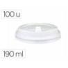 TAPA PARA VASO MARCA BUNZL 190 ML POLIESTIRENO CON ORIFICIO PAQUETE DE 100 UNIDADES