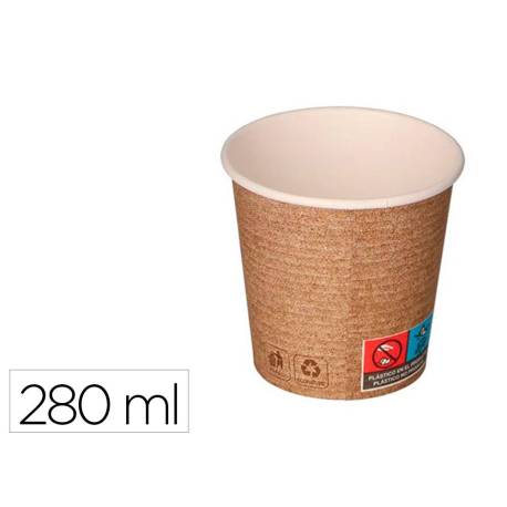 VASO DE PAPEL KRAFT MARCA BUNZL RECICLABLE PEFC 280 ML APTO BEBIDAS FRIAS Y CALIENTES PAQUETE DE 50 UNIDADES