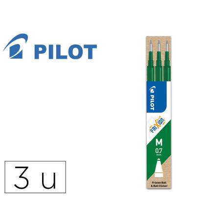 RECAMBIO BOLIGRAFO PILOT FRIXION BALL COLOR VERDE CAJA DE 3 UNIDADES