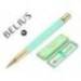 BOLIGRAFO BELIUS MACARON BLISS FORMA HEXAGONAL VERDE DORADO TINTA AZUL CAJA DE DISEÑO