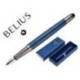 PLUMA BELIUS NEPTUNO ALUMINIO TEXTURA WAVY AZUL MARINO TINTA AZUL CAJA DE DISEÑO