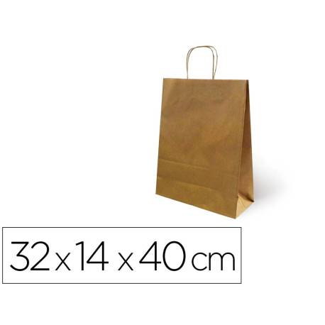 BOLSA KRAFT MARCA BASIKA NATURAL RECICLADO 90 GR ASA RETORCIDA TAMAÑO "L" 320X140X400 MM