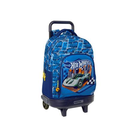 MOCHILA SAFTA GRANDE CON RUEDAS COMPACT EXTRAIBLE HOT WHEELS SONNY 450X330X220 MM POLIESTER