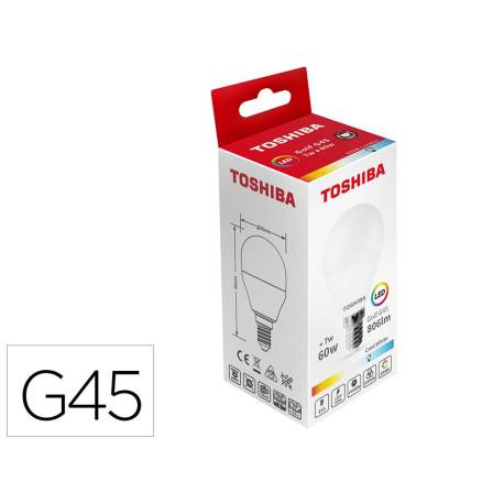 BOMBILLA LED MARCA TOSHIBA G45 E14 7W 6500K LUZ FRIA