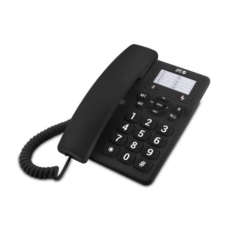 TELEFONO SPC SOBREMESA TECLAS GRANDES CON RELLAMADA 3 NIVELES VOLUMEN OPCION MUTE 3 MEMORIAS DIRECTAS NEGRO