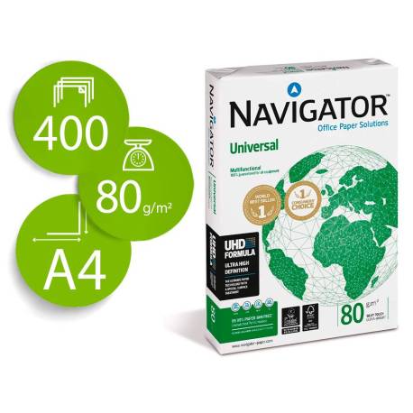 PAPEL FOTOCOPIADORA MARCA NAVIGATOR DIN A4 80 GRAMOS PAQUETE DE 400 HOJAS