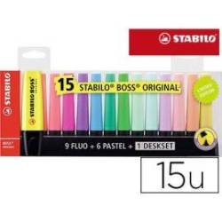 Rotulador Stabilo Boss 70 Fluorescente Colores Surtidos Blister de 15 unidades