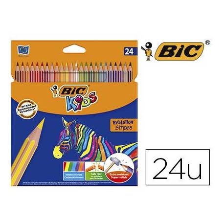 Lapices de colores Bic evolution Stripes Caja de 24 colores surtidos